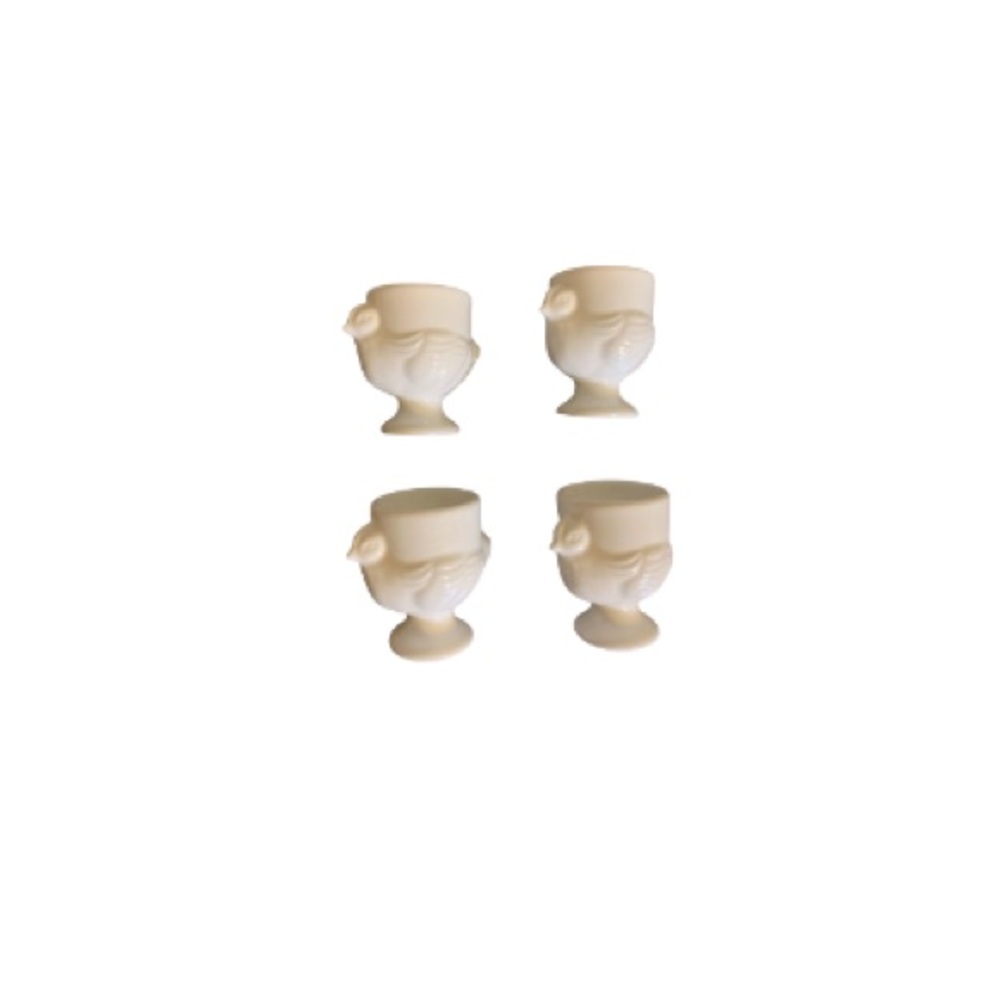 Vintage White Ceramic Boiled Egg Cups (Set of 4)